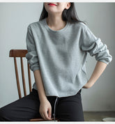 Women Retro Round Neck Pullover Sweatshirt
